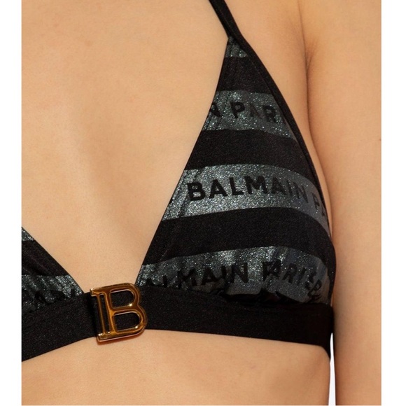 BALMAIN***Black w/ Gold Buckle Bikini Set***Small $485 NWT - Picture 5 of 7